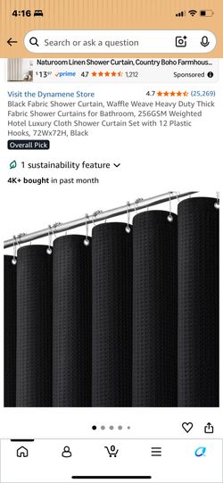 New in packaging black heavy duty shower curtains