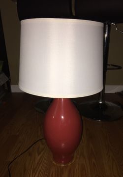 Red lamp, white lamp shade