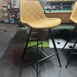 Leather And Metal Bar Stools (two) 