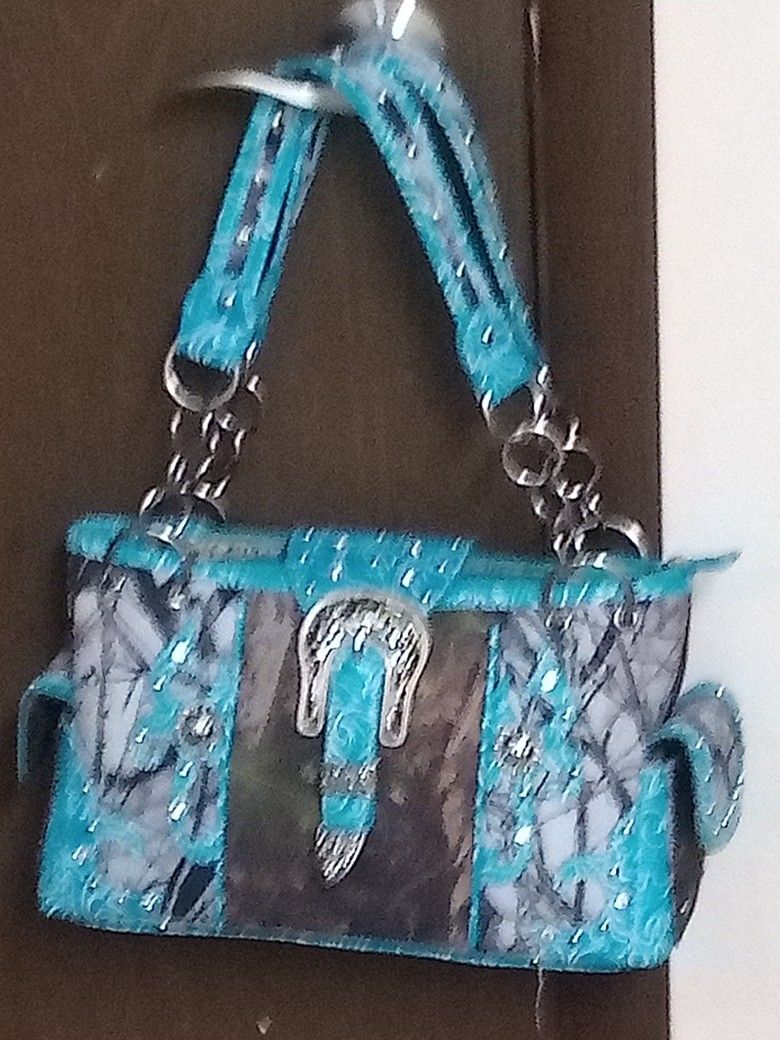 Western Camouflage, Faux Leather Purse With Matching Wallet