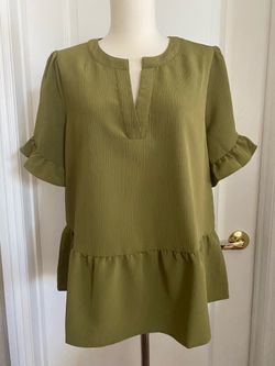 NWT New $98 Michael Kors Smoky Olive Shirt Top Size M