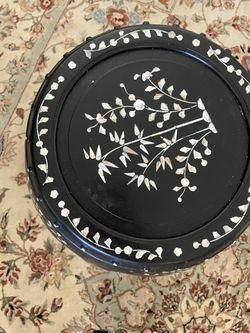 Vintage Chinese Asian Wooden Lacquered Stool Side Table