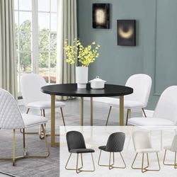 5pc Dinning Set Featuring A Sleek Black Wood Table Too