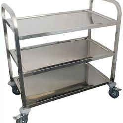 Stainless Steel 3-Tier Heavy-Duty Utility Cart - NSF Commercial Rolling