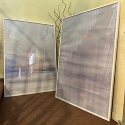 Set of 2 Large Framed Abstract Art Prints 40” x 28”