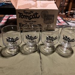 Vintage Tom Cat Glasses From Early Times Whisky