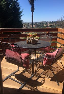 Rod Iron/Metal Picnic Table & 4 four metal chairs