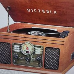 Victoria Nostalgic 6-in-1 Bluetooth Record Player & Multimedia Center