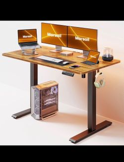 New Electric Standing Desk, 47 X 24 Inch Height Adjustable Desk, Sit Stand Desk for Home Office, Computer & Gaming Desk with 4 Presets, Rustic Brown