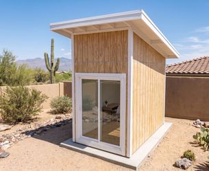 6x12 Modern Shed on Skids - T1-11 Siding + Metal Roof + Glass Door - Built to Order
