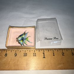Vintage Precious Moments Fish & Bird Lapel Pin 