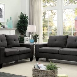 Platinum II Gray Linen Sofa & Loveseat

