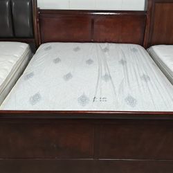 Queen Size Mattress With Box Spring And Bed Frame 🚚Free Delivery 🚚