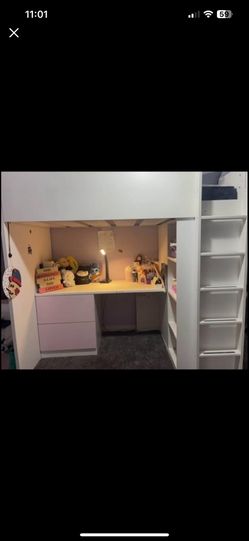 IKEA SMÅSTAD Loft Bed with Desk, Drawers, Shelves & Closet – Great Condition!