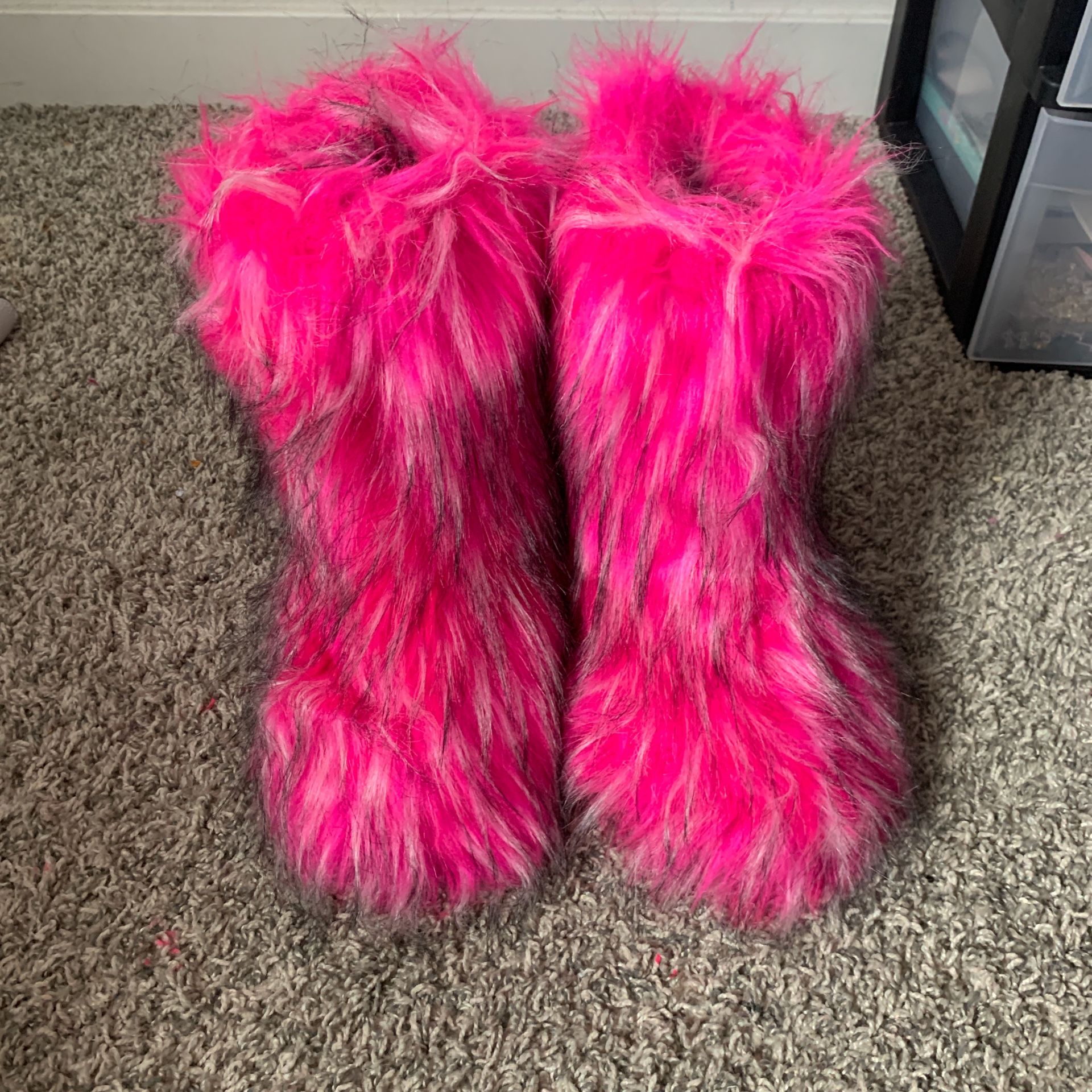 Pink Furry Boots