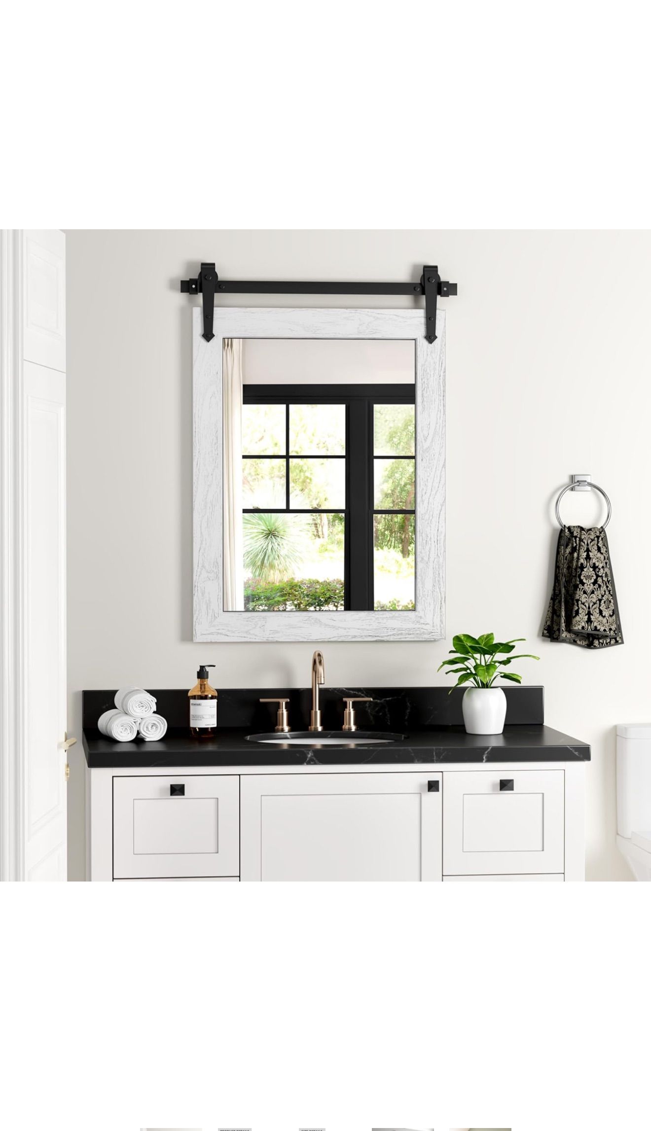 Menscha 17”x 28” White Rustic Mirror  *Brand New*