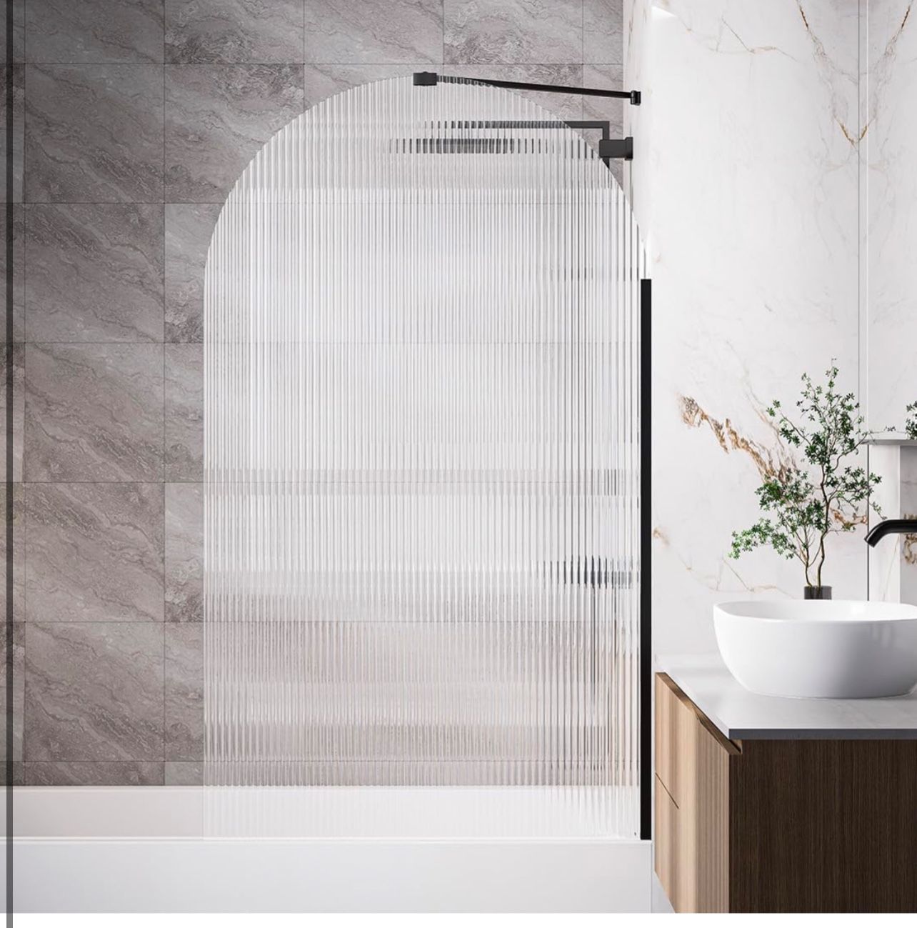 Brand New In The Box- 33" x 58" Frameless Shower Door in Matte Black, Water Repellent Glass Shower Door with Seal Strip Parts and Handle, 3/8 inch Gla