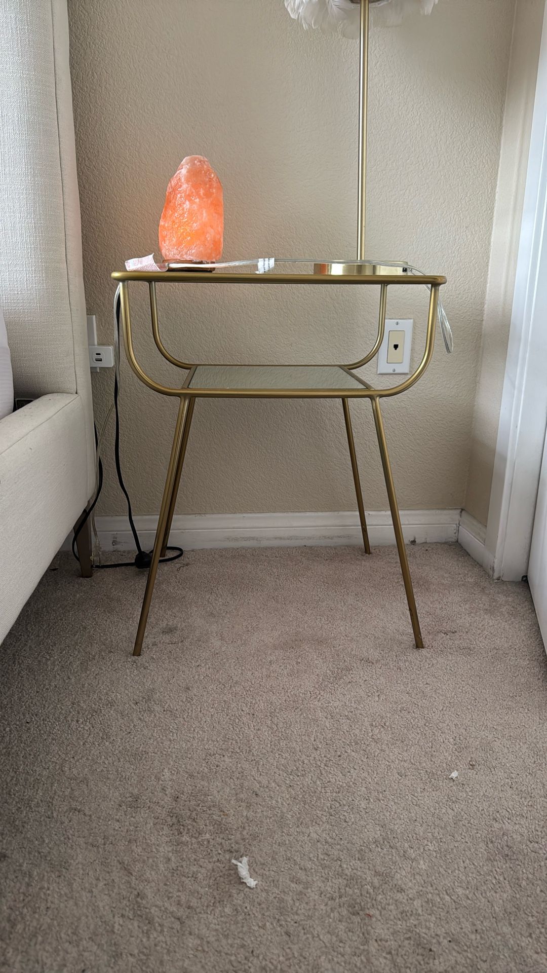 Nightstand, Brass And Mirror