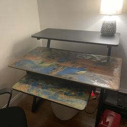 Cool Desk With Monitor Stand And Pullout Keyboard Tray