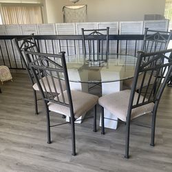 Glass Round Table W/ Six Chairs