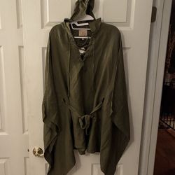 Olive Green Poncho Shirt