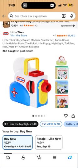 Lightly Used Little Tikes Story Dream Machine Starter Set, Audio Books, Little Golden Book, The Poky Little Puppy, Nightlight, Toddlers, Kids, Ages 3+