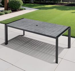 Rectangle Outdoor Dining Table 38.98-in W x 82.68-in L with Umbrella Hole