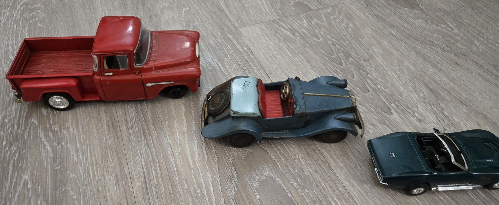 Lot of 3 Vintage Cars Bandai MG Midget Green Roadster 1950's Convertible