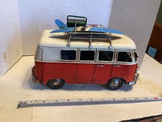 Red Surf Bus California Metal Model, Hippie Bus Scale Model, Vintage Car Toy metal, Handmade Van Collectible Display Model Surfer , excellent conditio