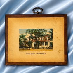 Original CORNWALL WOOD PRODUCTS, MAINE Vintage Fine Art Print Solid Wood Plaque South Paris Antique Colonial Williamsburg VA Raleigh Tavern HILLCREST