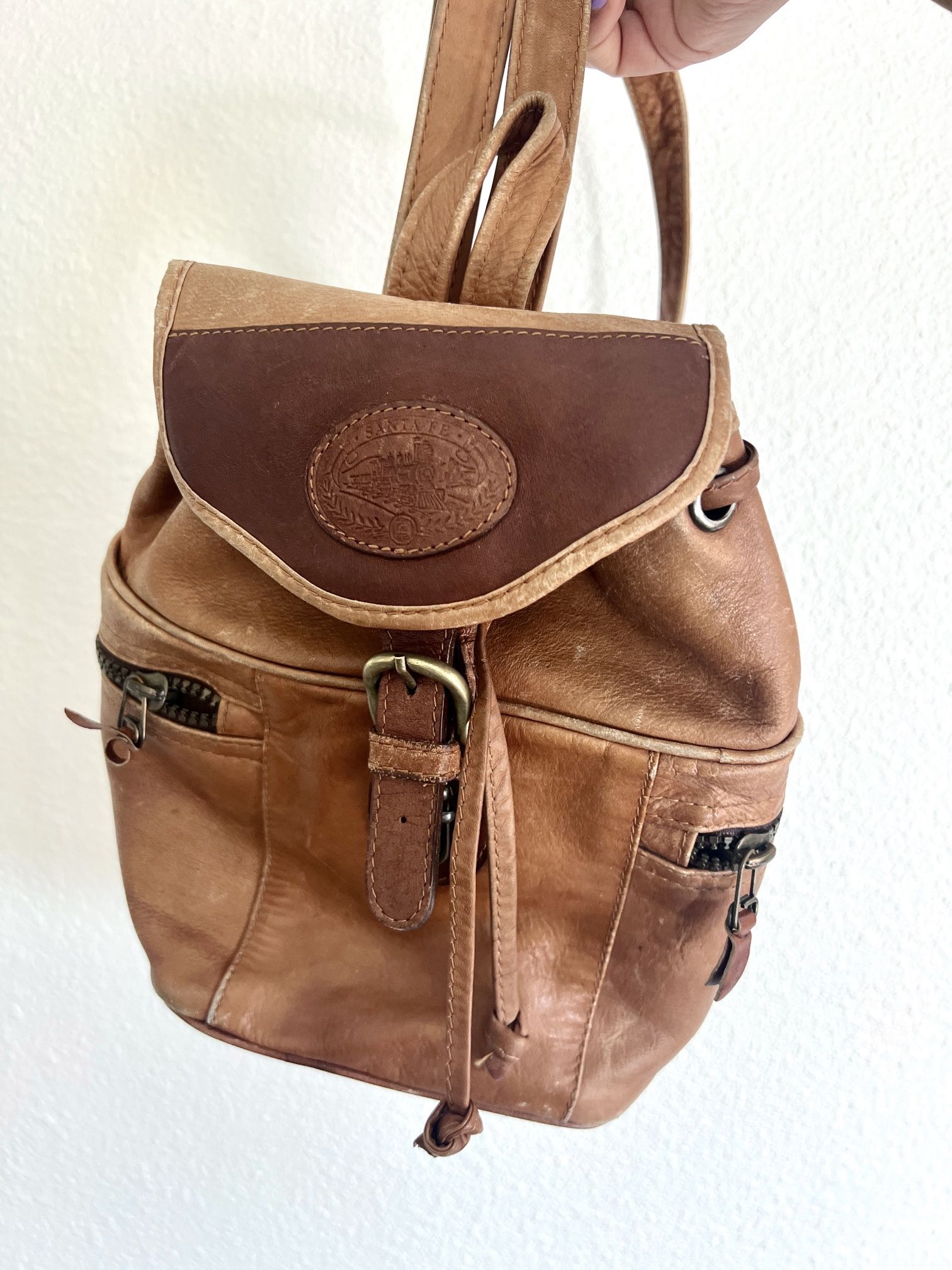 Leather mini backpack - super cute - VGUC - About 8-9” Tall