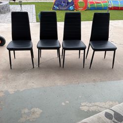 Black Pleather Chairs Set Of 4 
