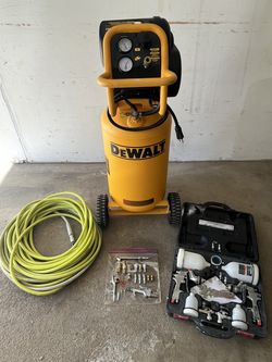 DEWALT D55168 15-Gal 200 PSI Air Compressor + 100ft Hose + Spray Gun Set