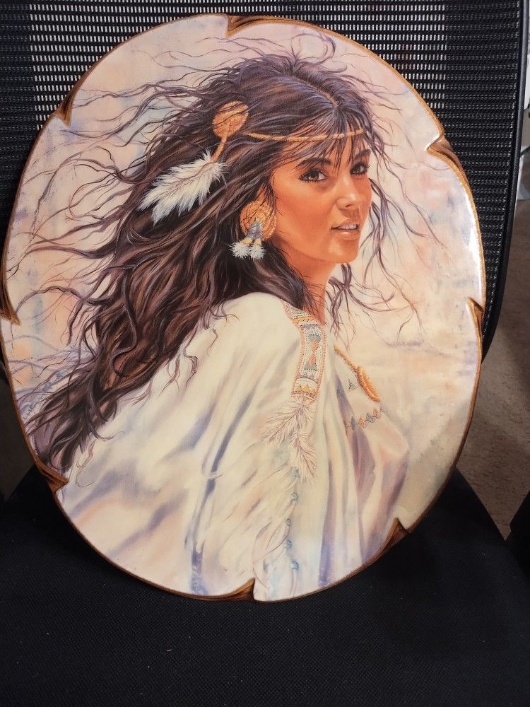 Large Wall Plaque Young Woman Native American Indian