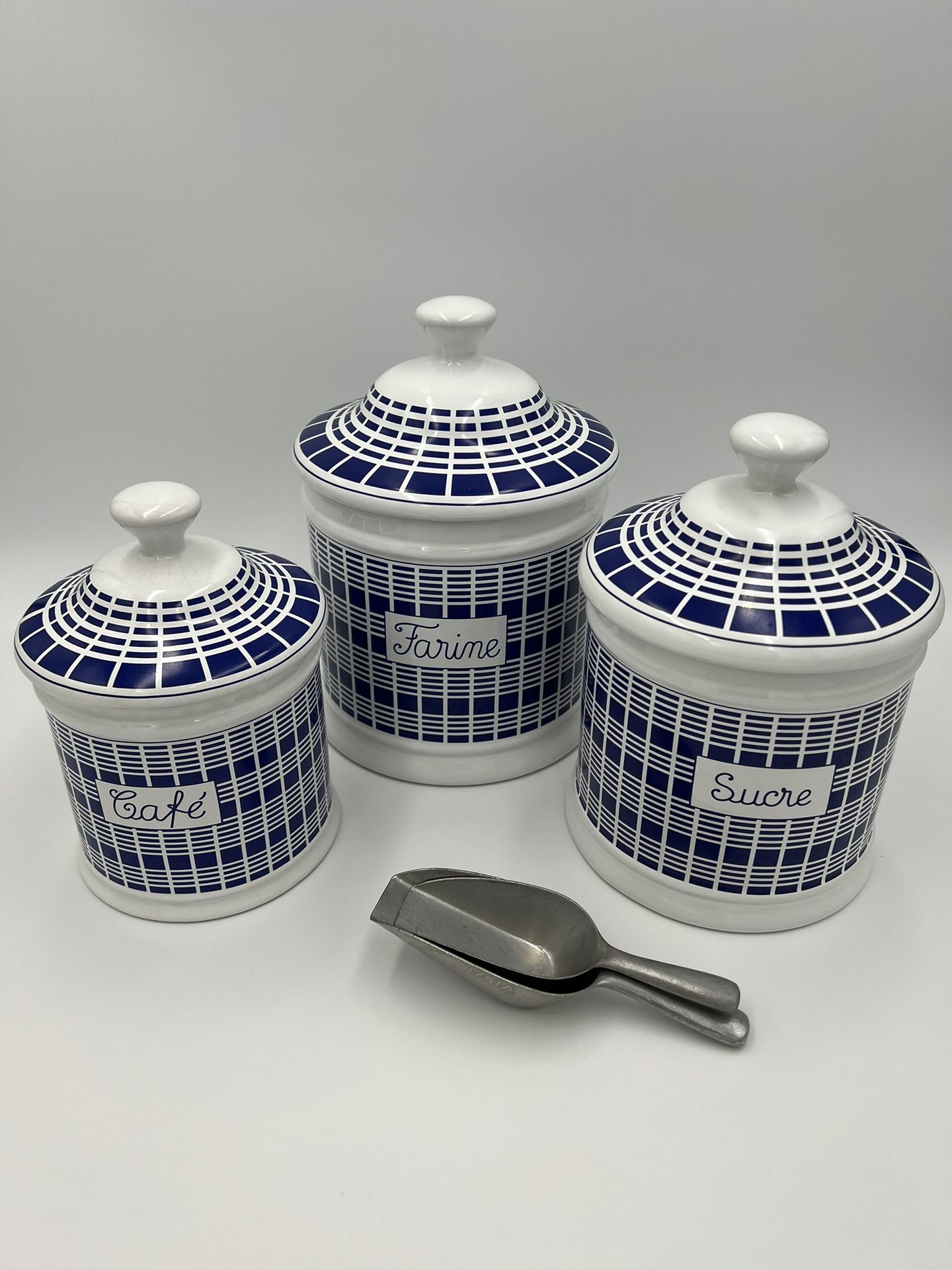 Williams Sonoma Blue & White Kitchen Canisters