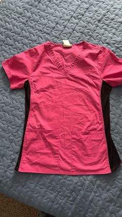 Pink Scrub Top with Black Side Panels