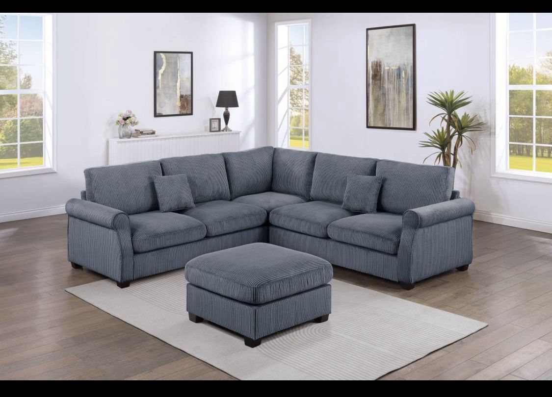 Dark Grey Corduroy Sectional
