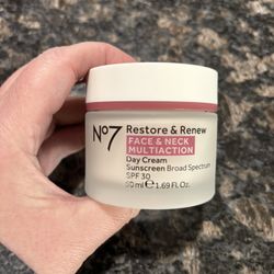 NEW NO. 7 RESTORE & RENEW FACE & NECK MULTIACTION DAY CREAM SPF 30 FULL SIZE $12!!!