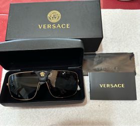 Versace Oversized Shield Sunglasses with Case
