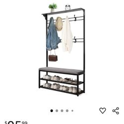 4-in-1 Entryway Hall Tree with Bench & Shoe Storage, 39.3"
