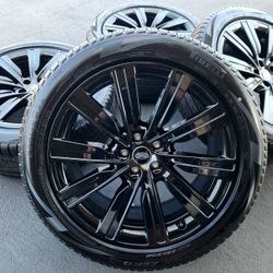 22" Range Rover 2024 Gloss Black OEM Wheels and Tires 
