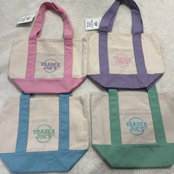 Trader Joe's Mini Pastel Tote Bags Set Of 4
