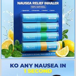 1s Fast Nausea Relief Nasal Stick With 2-in-1 Motion Sickness Ease, 100% Natural Essential Oils For Chemo & Pregnancy Nausea Relief, Non-Drowsy Travel