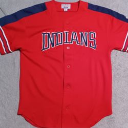 Vintage Men's Size Large Starter Cleveland Indians Jersey Baseball Red 