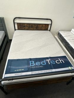 Queen Metal/Wood Bed frame With 8inch Gel Memory Foam Mattress