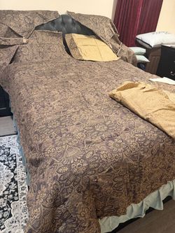 Paisley Floral Bedding Set Brown and Gold