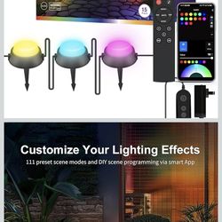 APPECK Smart Outdoor Ground Lights 15 Pack, 32FT RGBW Color Changing Pathway Lights Wired, IP65 Waterproof Landscape Lighting, for Path Yard Lawn Pati