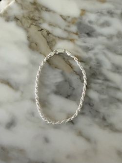 Silver diamond cut rope bracelet