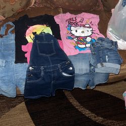 Have A Lot Of Clothes  Two Shorts Overalls a bunch of shirts for girls a bunch of shorts for girls