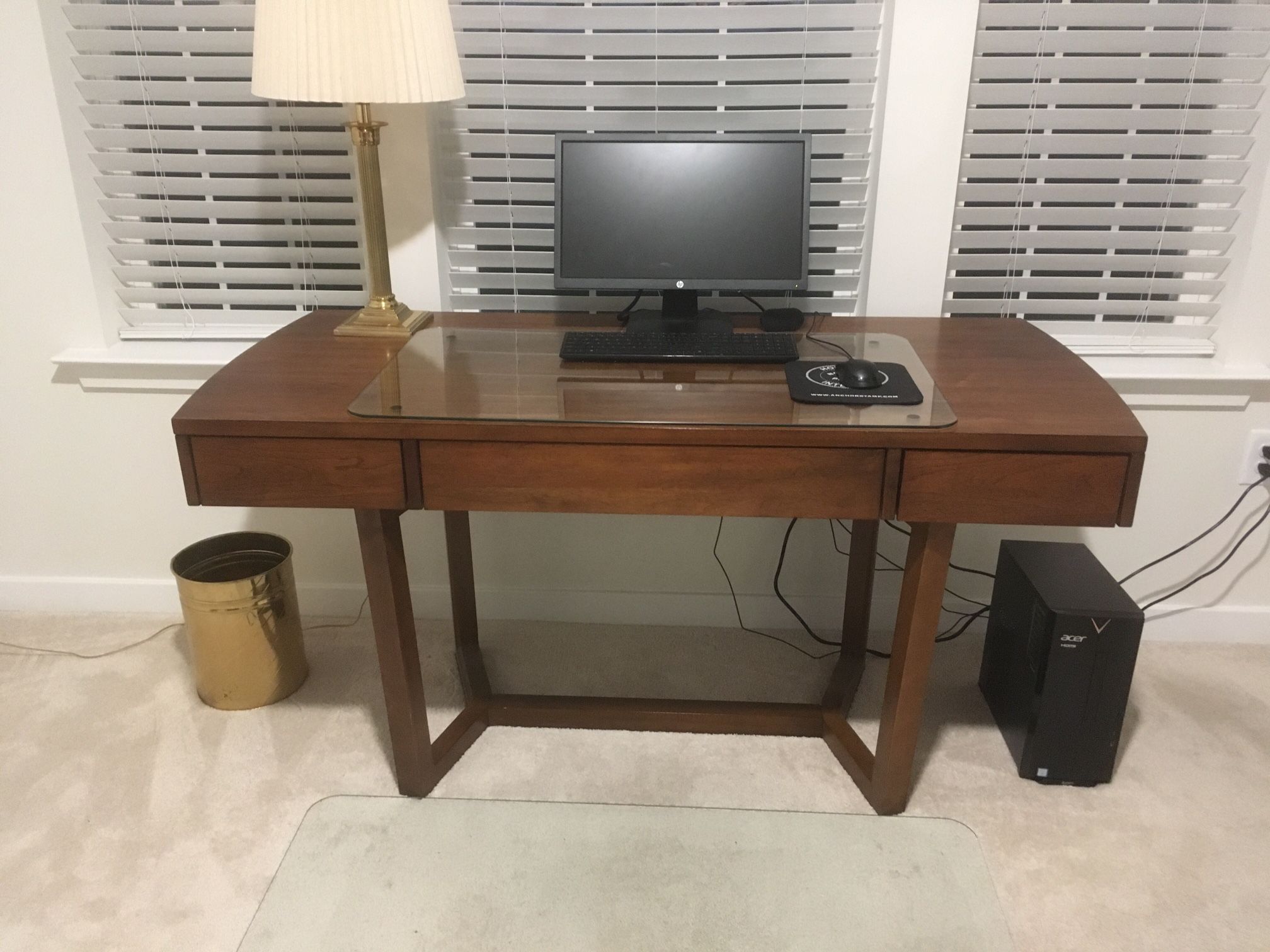Contemporary Walnut Finish Desk And Book Case